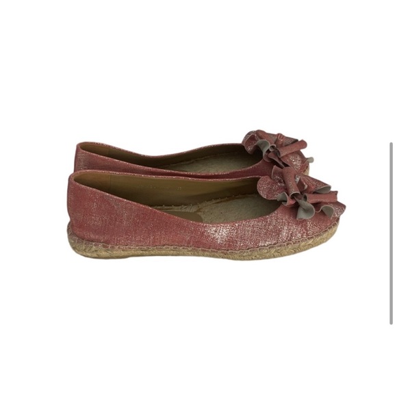 Donald J Pliner cloth pink silver antiqued bow detail flat jute espadrille size8 - Picture 3 of 14